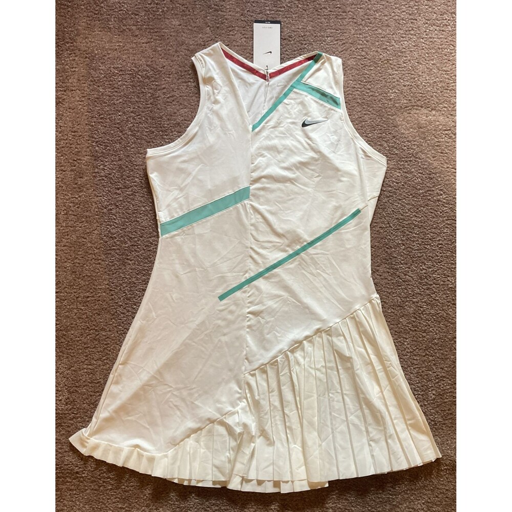 Nike Court Tennis Dress Dri-Fit Pleated Ruffle White DD8710-100 Women's Large